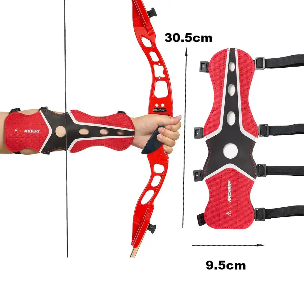 Equipo de tiro con arco Protector de brazo protección ajustable de 4 correas Material PU accesorios de entrenamiento de tiro de caza herramientas protectoras - imagen 2