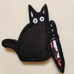 Scaredy Parche táctico bordado con Velcro para mochila gato negro