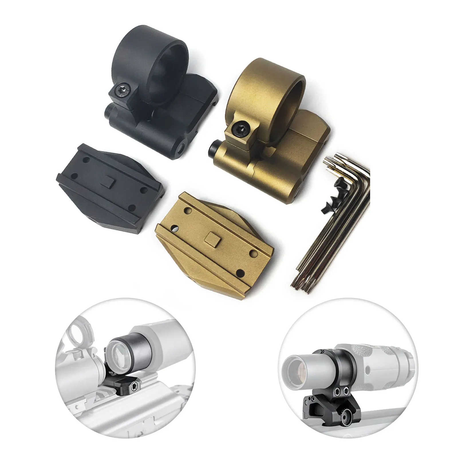 Combo táctico de montaje bajo para lupa Red Dot Sight 30X con altura de línea central óptica de 0,9 pulgadas