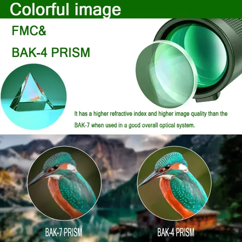 Telescopio Monocular HD de largo alcance, Prisma Bak4 con/sin trípode, Clip para teléfono, para caza al aire libre, 80x100, 8000M - imagen 5