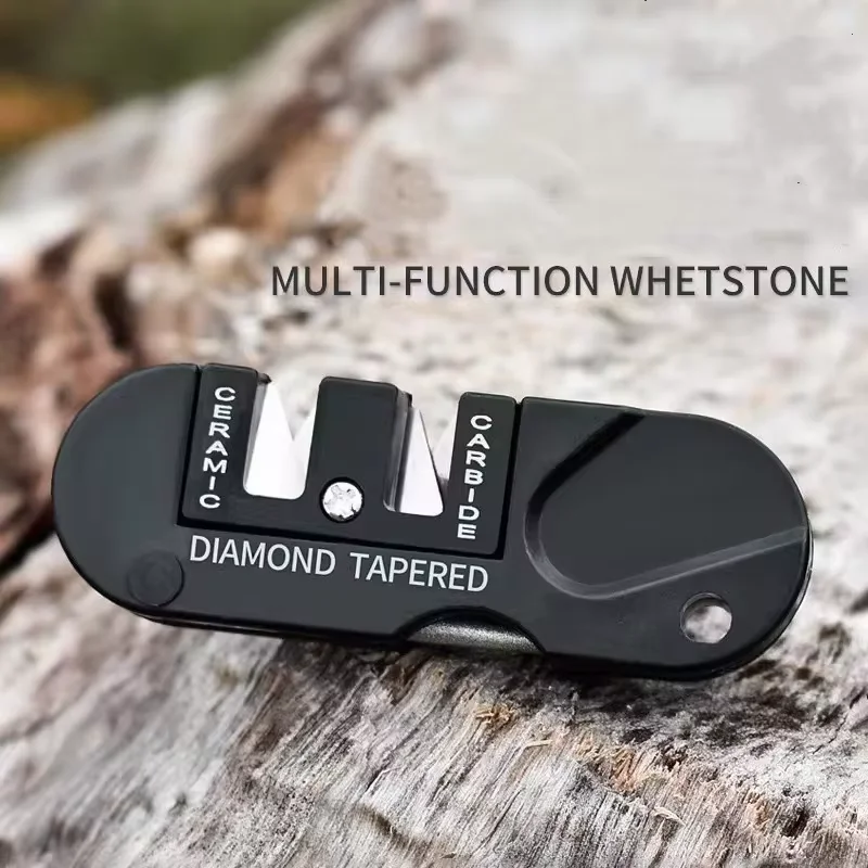 Afilador de herramientas de diamante, equipo de campamento, afilado de cerámica de tungsteno, gancho de pescado, cuchillo de carburo de bolsillo, piedra de afilar, herramientas portátiles para exteriores - imagen 2