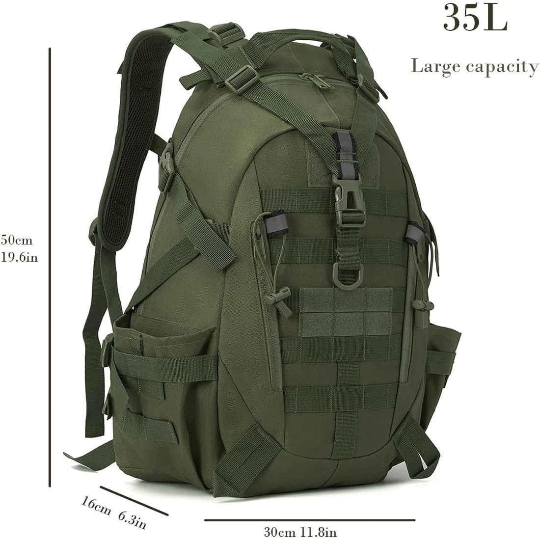 Mochila táctica de 40L para hombre, mochilas acampar y senderismo, bolsas viaje reflectantes exteriores, escalada Molle supervivencia - imagen 5