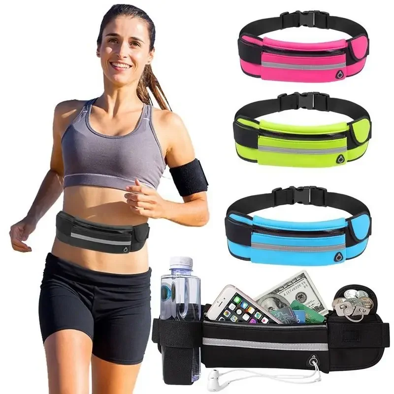 Riñonera impermeable para correr, bolso de lona para deportes, trotar, soporte portátil para teléfono al aire libre, paquete de cinturón para mujeres y hombres, accesorios deportivos para Fitness - imagen 3