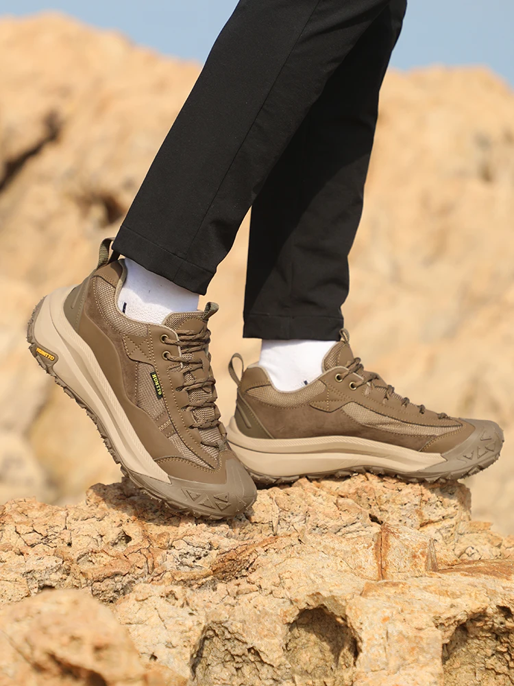 Botas de senderismo HUMTTO de piel de vaca para hombre, botas de caza impermeables, zapatos tácticos de combate en el desierto, zapatos de trekking al tobillo, zapatillas para caminar - imagen 3