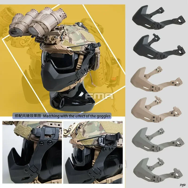Máscara de media cara con brazo plegable y riel táctico FMA para casco, protección Universal - imagen 2