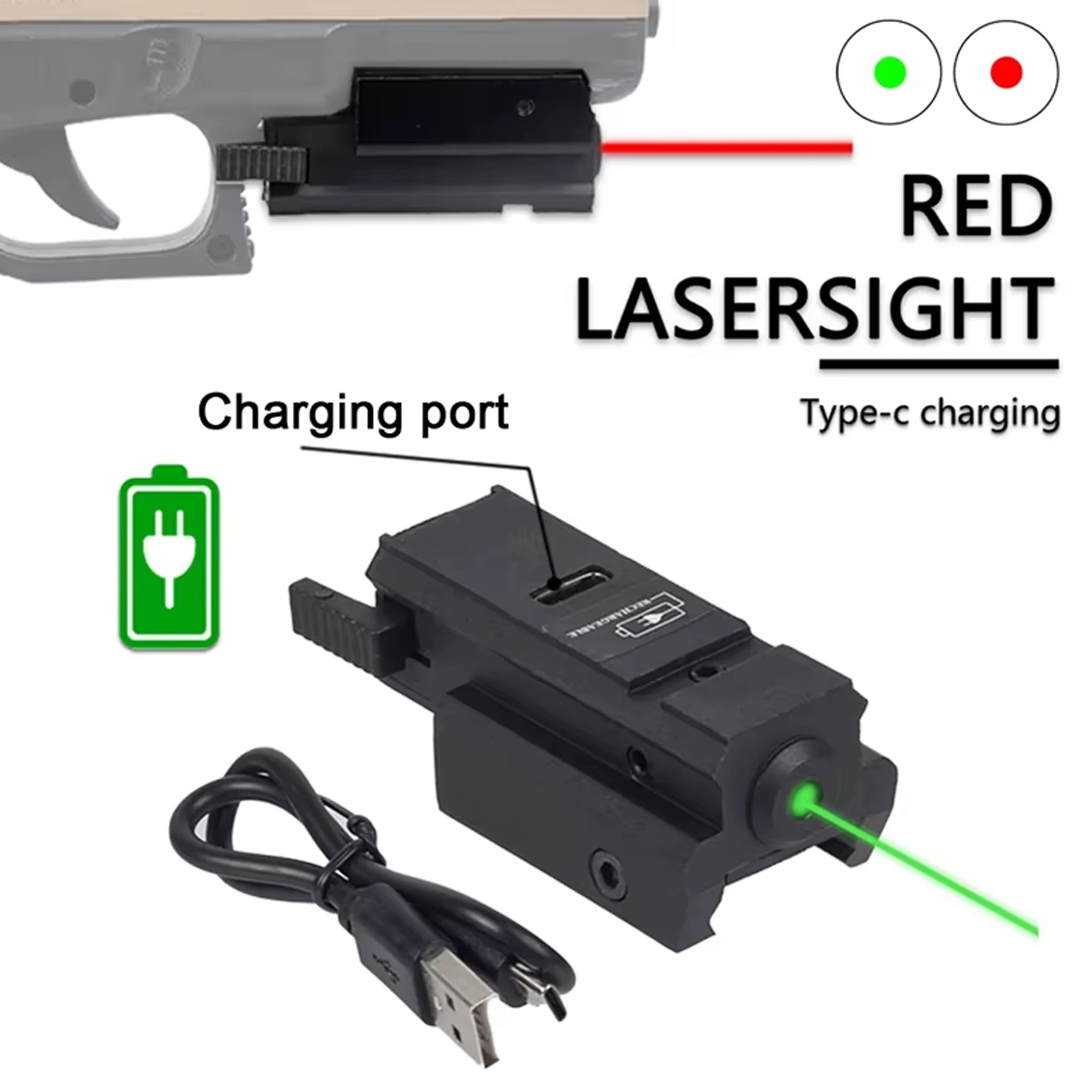 Láser táctico tricolor recargable USB magnético bajo perfil Airsoft - imagen 4