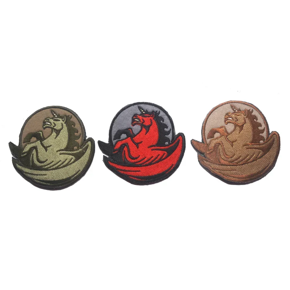 Parche bordado redondo, insignia con patrón de unicornio Pegaso, gancho y bucle, pegatina táctica, brazalete de moral, accesorios de decoración de ropa - imagen 2