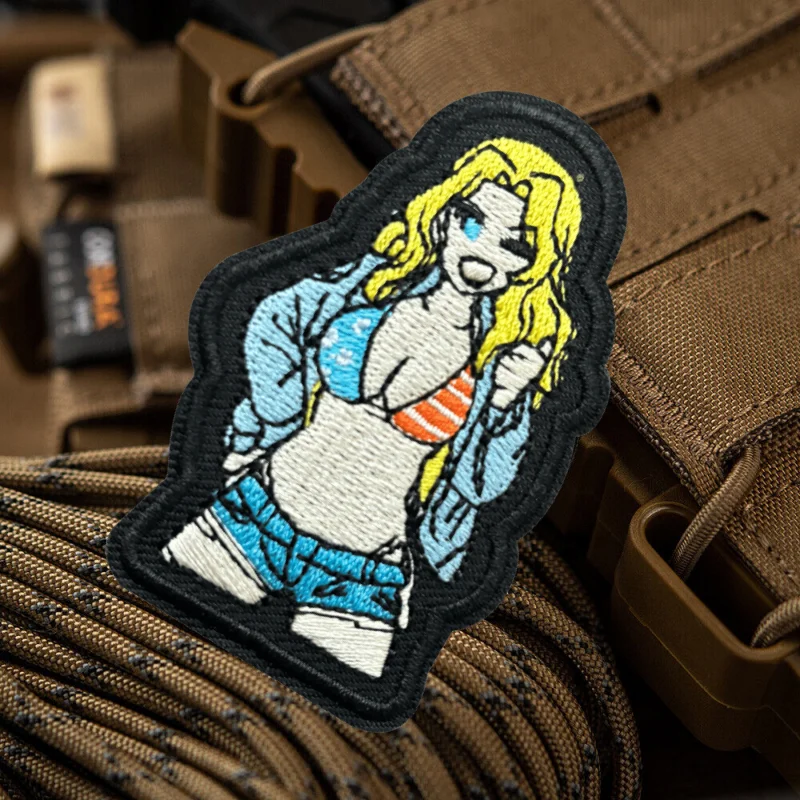 Parche de insignia de moral táctica para chica con bandera de EE. UU., parches de gancho y bucle bordados, brazalete militar, ropa, pegatinas para mochila