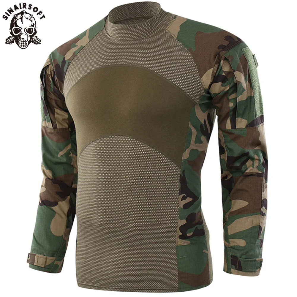 SINAIRSOFT-Camiseta táctica de manga larga para hombre, camiseta de combate verde militar, camisa de manga larga, ropa de camuflaje de Paintball - imagen 2