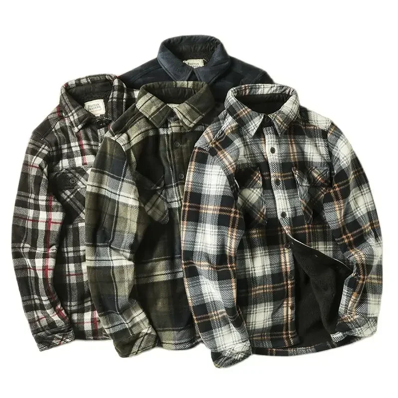 Camisa táctica de lana a cuadros hombre manga larga cálida - imagen 5