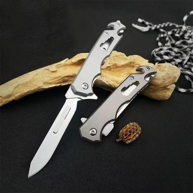 Cuchillo EDC plegable de acero inoxidable con rompecristales - imagen 4