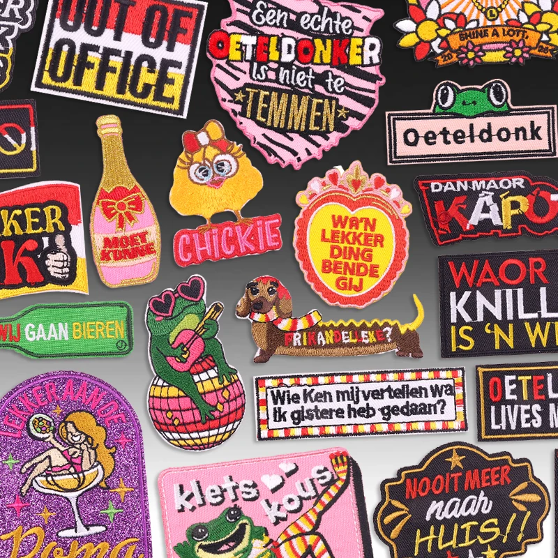 Nuevos parches bordados, parche con emblema de Oeteldonk, parche para planchar en ropa, parches con apliques de rana de Carnaval de Países Bajos para ropa