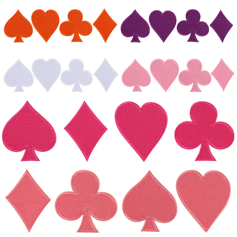 10 unids/lote de parches bordados Fusibles con emblema de póker para ropa, parches para planchar para ropa, corazones, palos, espadas, pegatina de diamantes - imagen 2