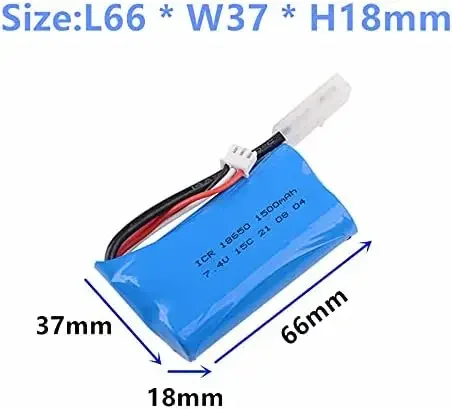 Batería de iones de litio de 7,4 V, 1500mAh, 15C, con enchufe Tamiya, para piezas de barco HJ806, HJ810 R/C, Henglong 3818, 3819, 3838, 3839, piezas de tanque R/C - imagen 3