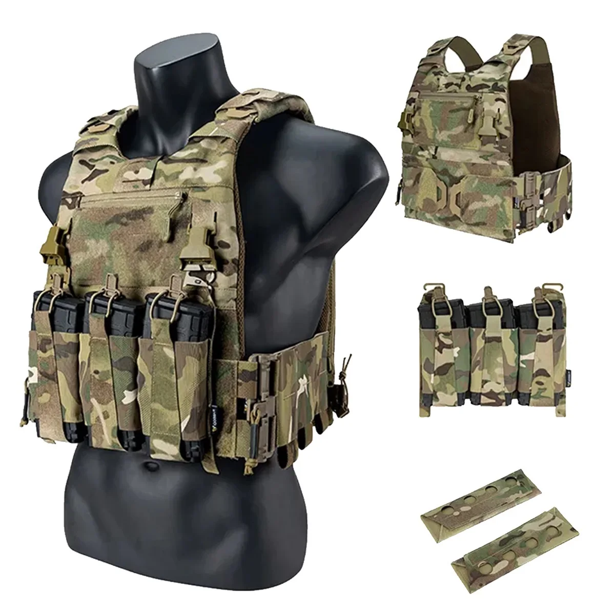 Chaleco portador de placa táctico MOLLE para airsoft y caza