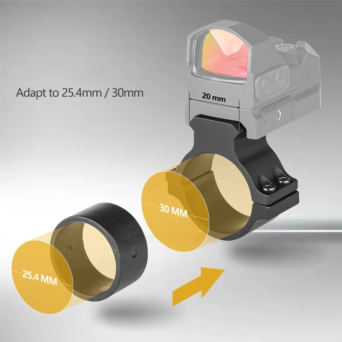 Base óptica de montaje de mira de punto rojo RM táctico, anillos de 25,4mm y 30mm, piezas de montaje de alcance, soporte para linterna para pistola de caza - imagen 3