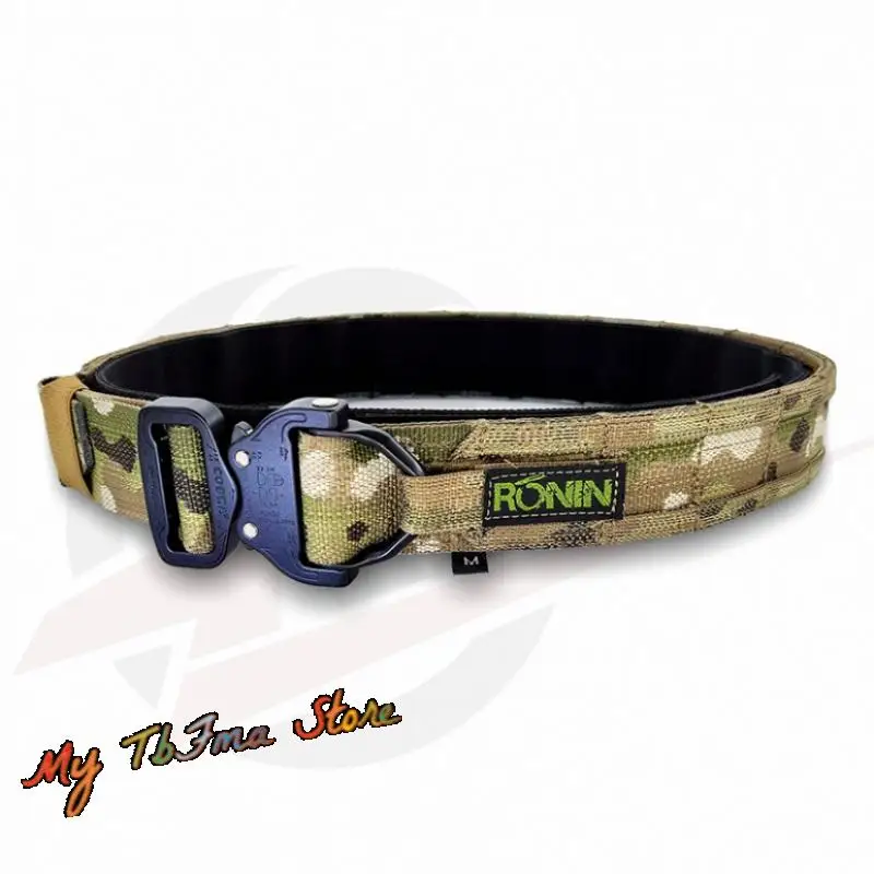 Cinturón táctico MOLLE estilo Ronin de 1,75 ", pretina de 2 capas con hebilla de doble anillo de liberación rápida - imagen 3