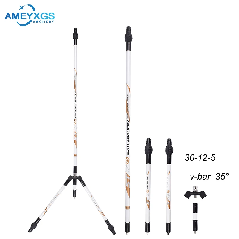 Estabilizador de carbono con varilla de equilibrio de tiro con arco de 5"/12"/30" 35 °   V-bar arco recurvo flecha tiro caza objetivo amortiguación absorción de impacto