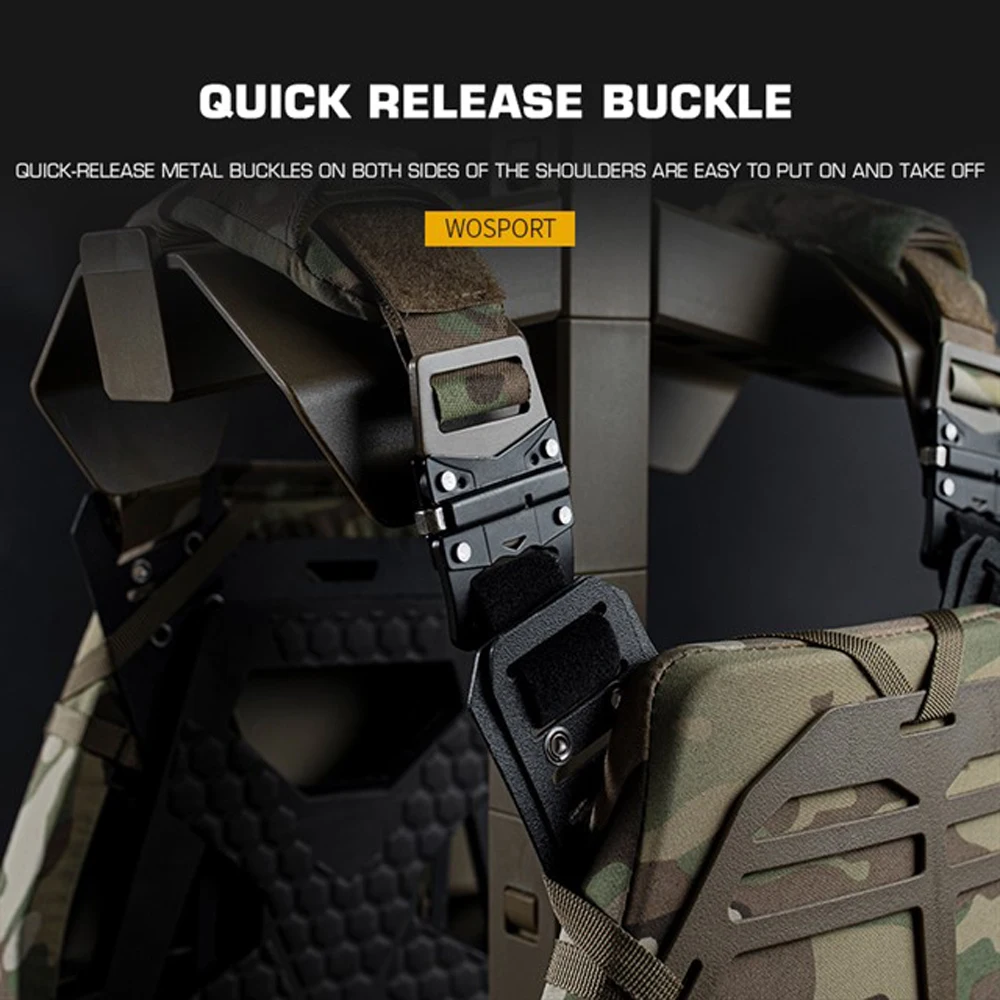 Chaleco táctico ABS Airsoft SS para exteriores, sistema Molle, portador de placa de marco de plástico - imagen 5