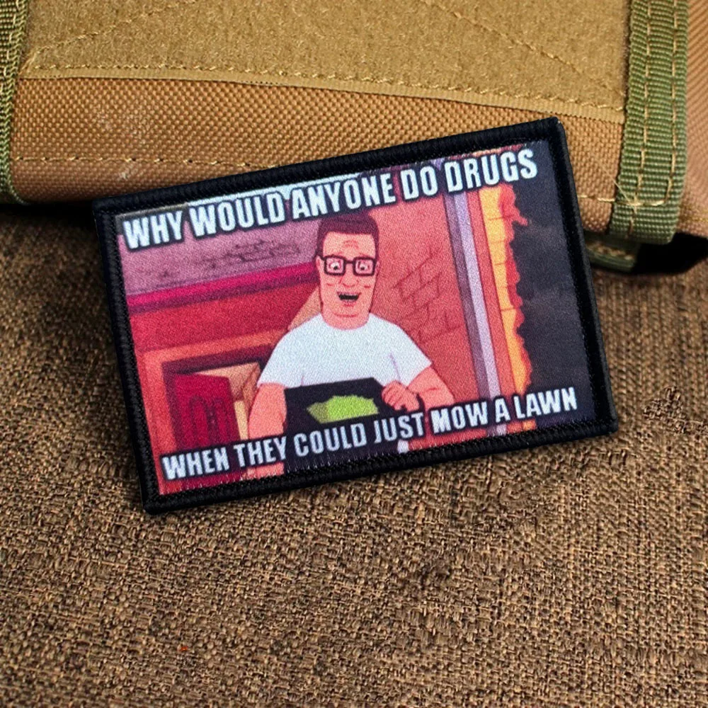 Parches tácticos King of the Hill Hank Morale, parche divertido de gancho y bucle, insignia militar, brazalete, pegatinas para mochila - imagen 4