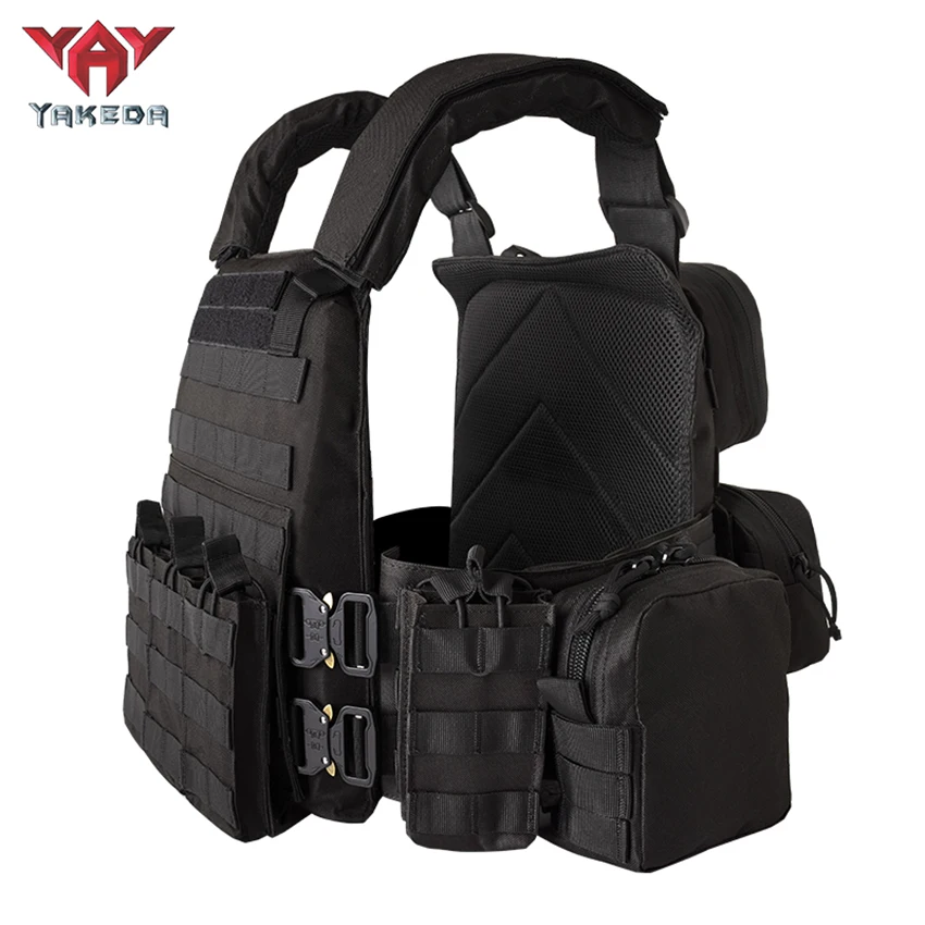 YAKEDA-Chaleco táctico de nailon 1000D, bolsa para revistas, chaleco Molle ajustable protector para caza al aire libre para equipo de combate Airsoft - imagen 4
