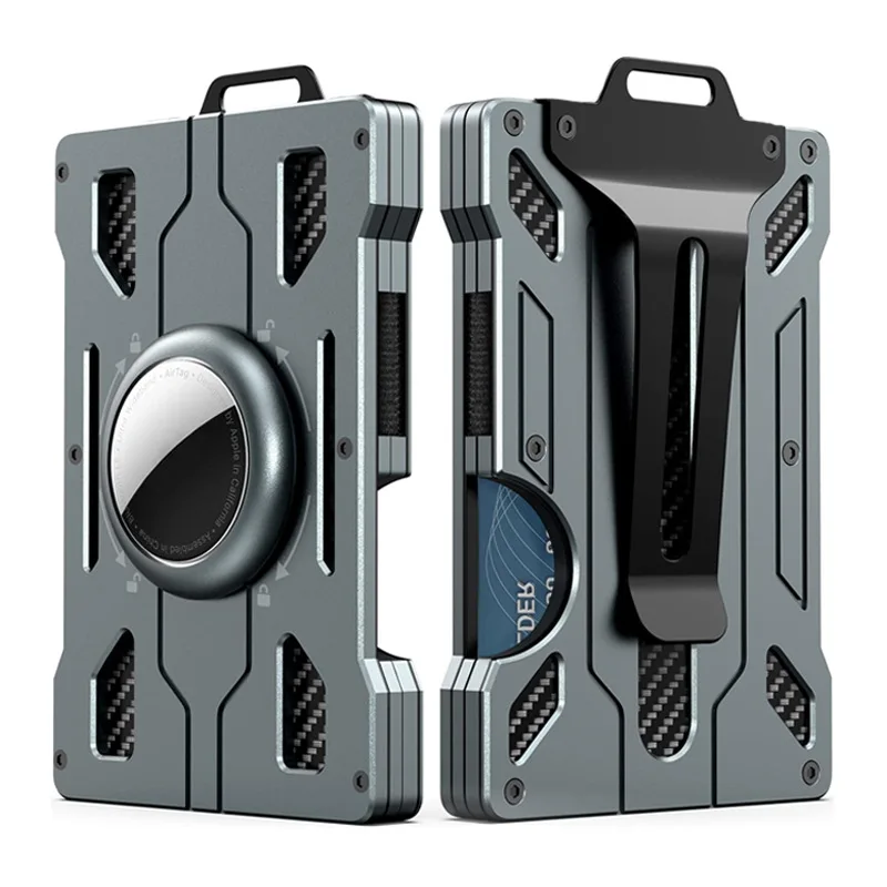 Bolsa de tarjetas de aleación de aluminio, etiqueta de trabajo transparente, billetera de Metal Rfid, Clip para tarjeta de identificación de trabajo - imagen 5