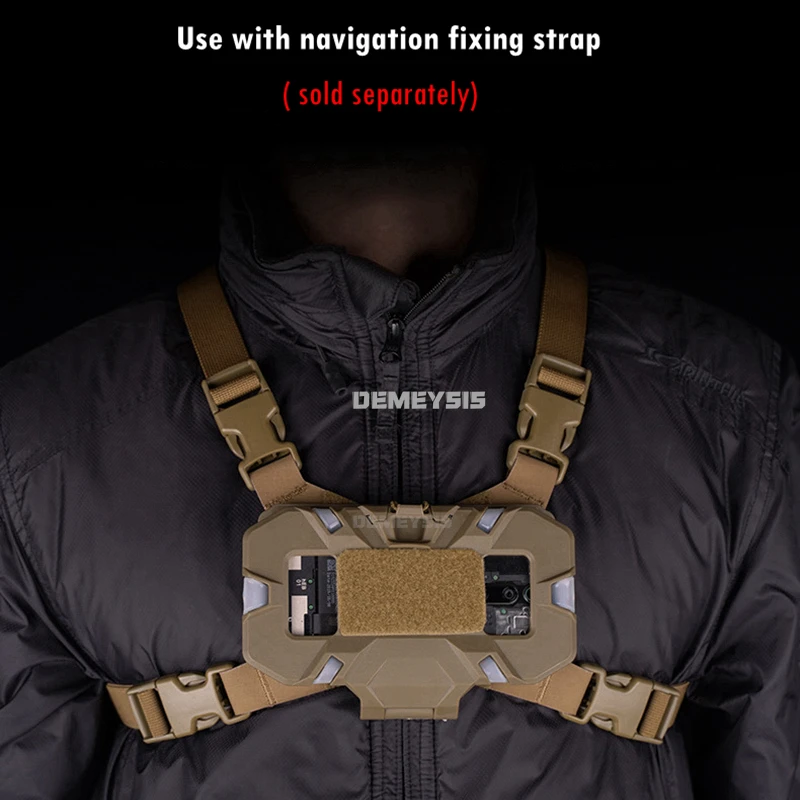 Soporte táctico plegable para teléfono móvil, tablero de navegación para senderismo al aire libre, se adapta al chaleco Molle, equipo montado en el pecho, plataforma de transporte - imagen 5