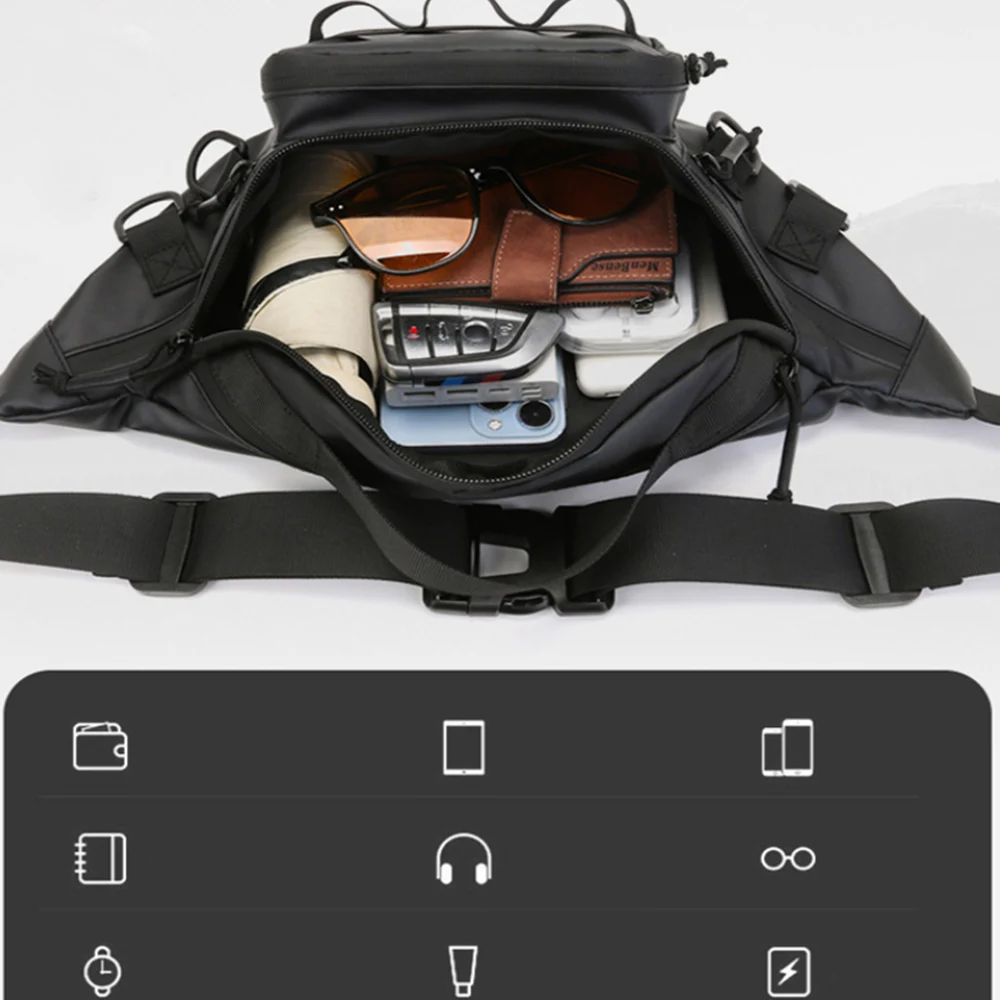 Bolsa de pesca al aire libre con cremallera, bolsa de pesca ligera impermeable, riñonera multifuncional, bolsa de pecho, bolsa de deportes al aire libre para hombres - imagen 4