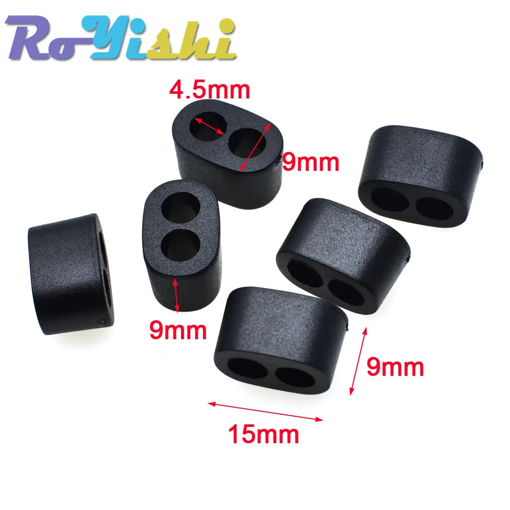 Conector deslizante de cuerda para ropa deportiva, tapón de bloqueo de extremo de cable, accesorios de mochila, 4,5mm, 2 agujeros, 10 unids/lote por paquete - imagen 2