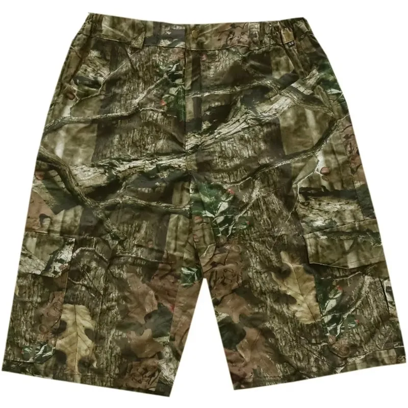 Pantalones de pesca de caza de camuflaje de árbol al aire libre para hombres, pantalones de medio pantalón transpirables cómodos de algodón completo, pantalones Cargo sueltos con múltiples bolsillos - imagen 5