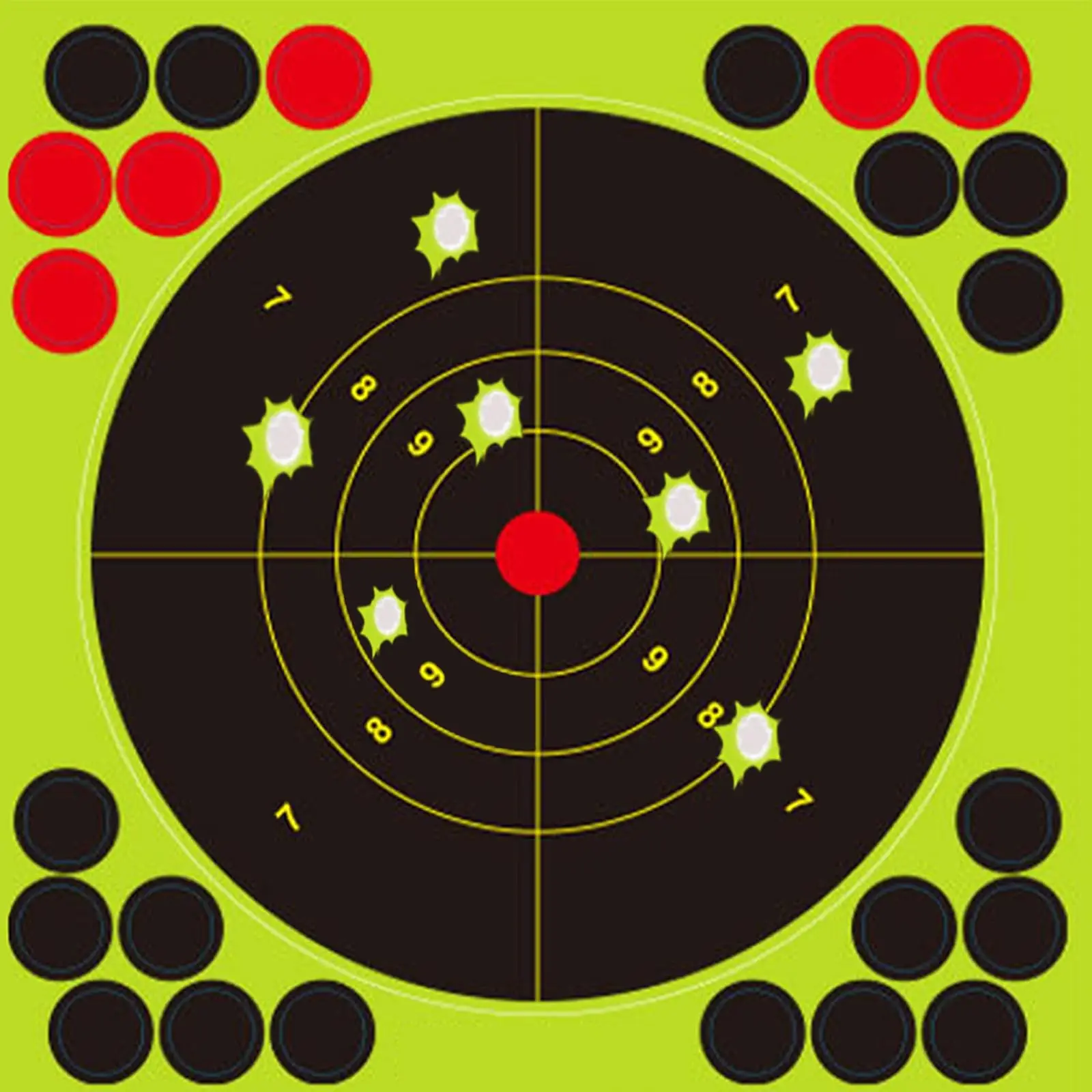 Alvo de tiro contra salpicaduras FF de 8x8 pulgadas, pegatina fluorescente de ráfaga y parche, objetivo reactivo, entrenamiento de tiro y práctica de objetivo - imagen 2