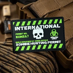 Parche táctico ZOMBIE HUNTING PERMIT, parches de gancho y bucle de PVC divertidos, insignia de moral Airsoft, brazalete del ejército militar, pegatinas para mochila