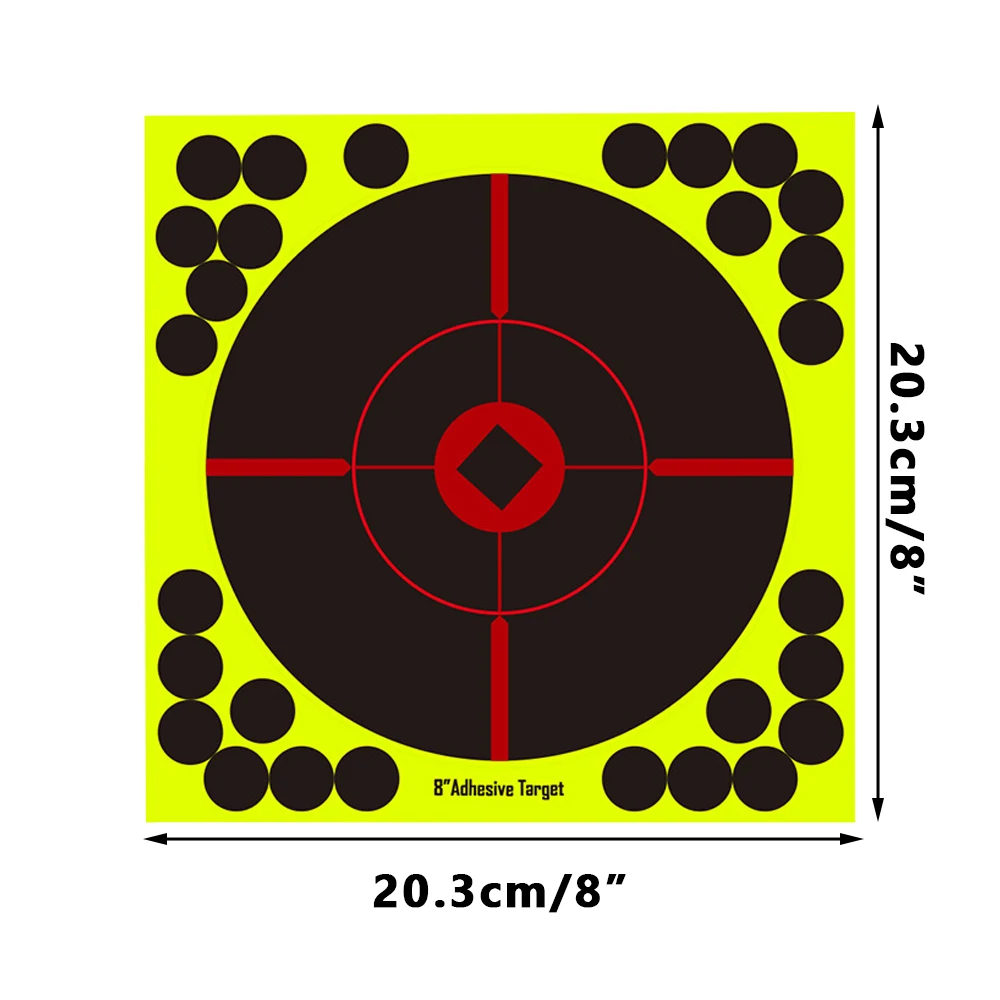 20 piezas pegatinas de destino redondas, papel autoadhesivo para salpicaduras de 8 pulgadas, pegatina de puntos para objetivo de caza para tiro, tren, pistola, Rifle - imagen 5