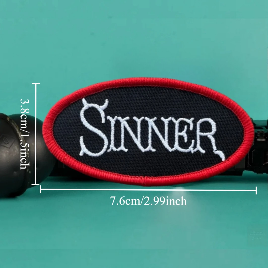 Parche de SINNER, insignia de moral táctica, Jesucristo, del diablo religioso, parches bordados para ropa, pegatina de equipo militar - imagen 3