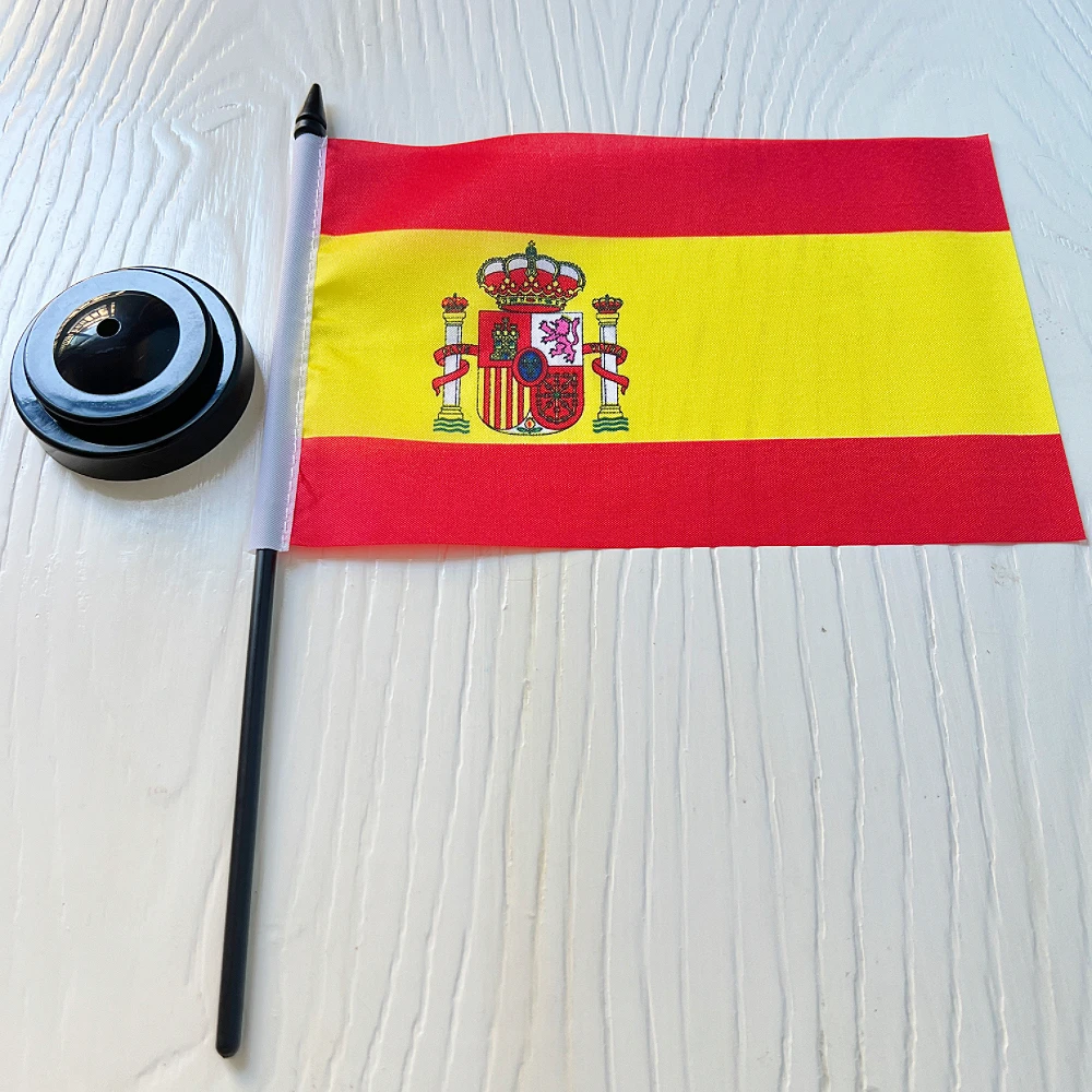 Escritorio de oficina de 14x21cm, pancarta pequeña de país de España, mesa de salón de reuniones, poste de pie, nacional español - imagen 4