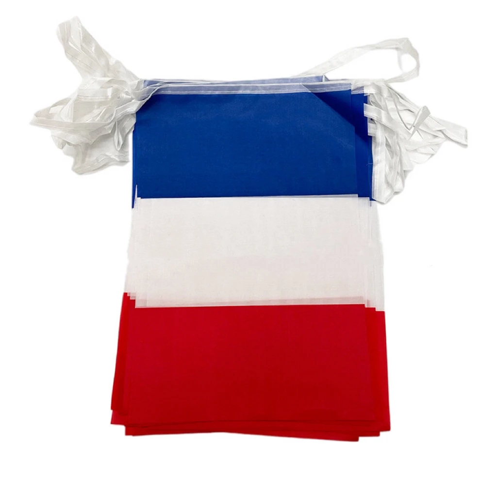 Bandera de Francia 14x21cm 20 unids/set FR Francia banderines cuadrados franceses decoraciones navideñas para fiestas navideñas - imagen 5