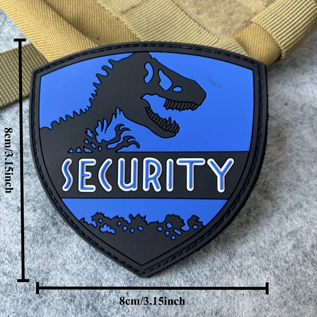 Parche táctico de dinosaurio de PVC de seguridad, parches de gancho y bucle bordados, insignia de moral militar, pegatinas para mochila - imagen 4