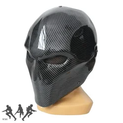 Máscara facial fibra carbono táctica Airsoft Paintball negra roja