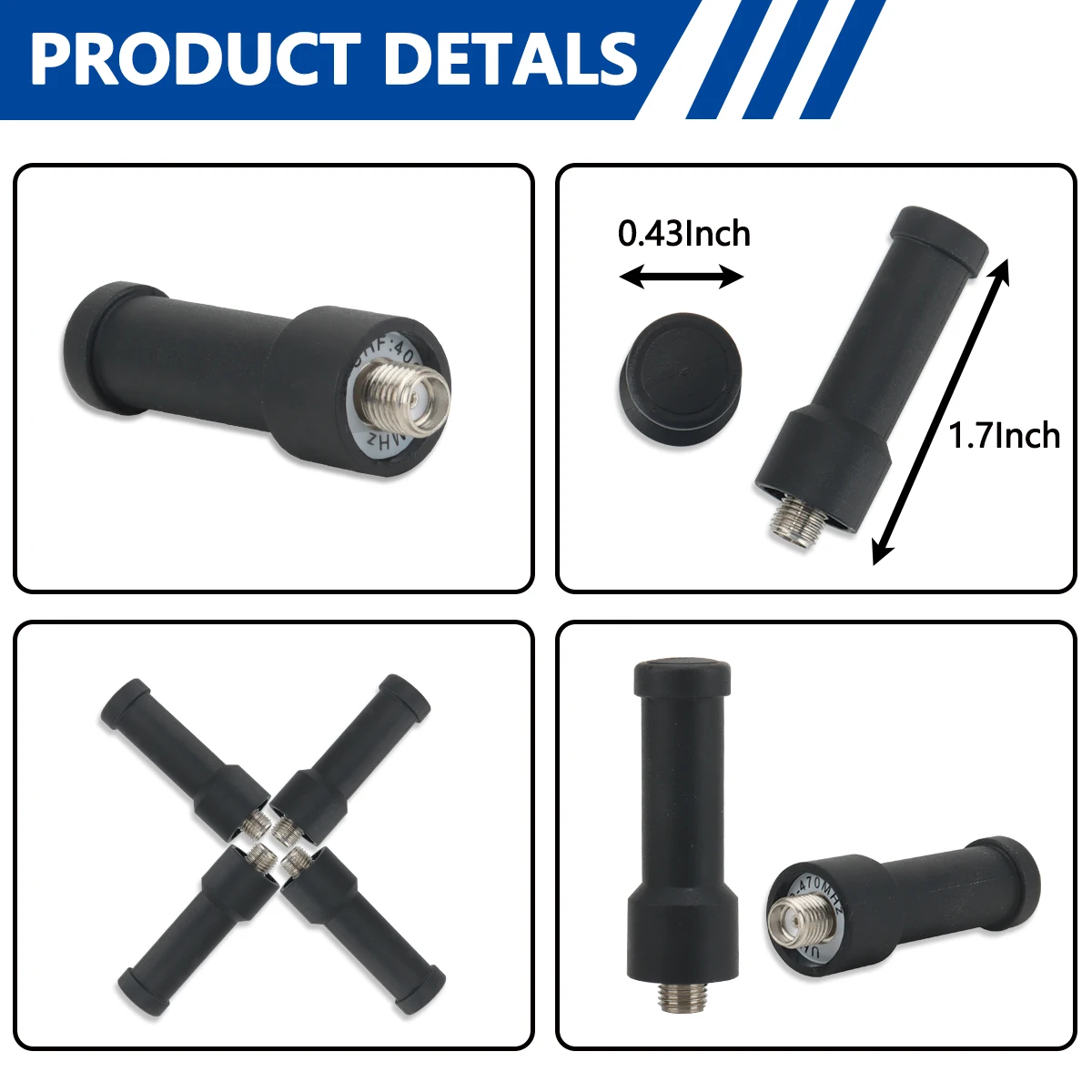 Antena ABBREE antena rechoncha SMA-hembra UHF 400-470MHz antena de Radio bidireccional para UV-5R UV-21 PRO Walkie Talkie Mini antena - imagen 3