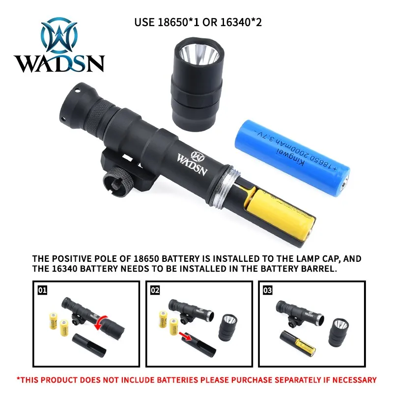 WADSN-Juego de linterna M600DF, luz de explorador táctico, botón constante, interruptor de presión de doble función, lámpara de caza, 1400 lúmenes - imagen 5