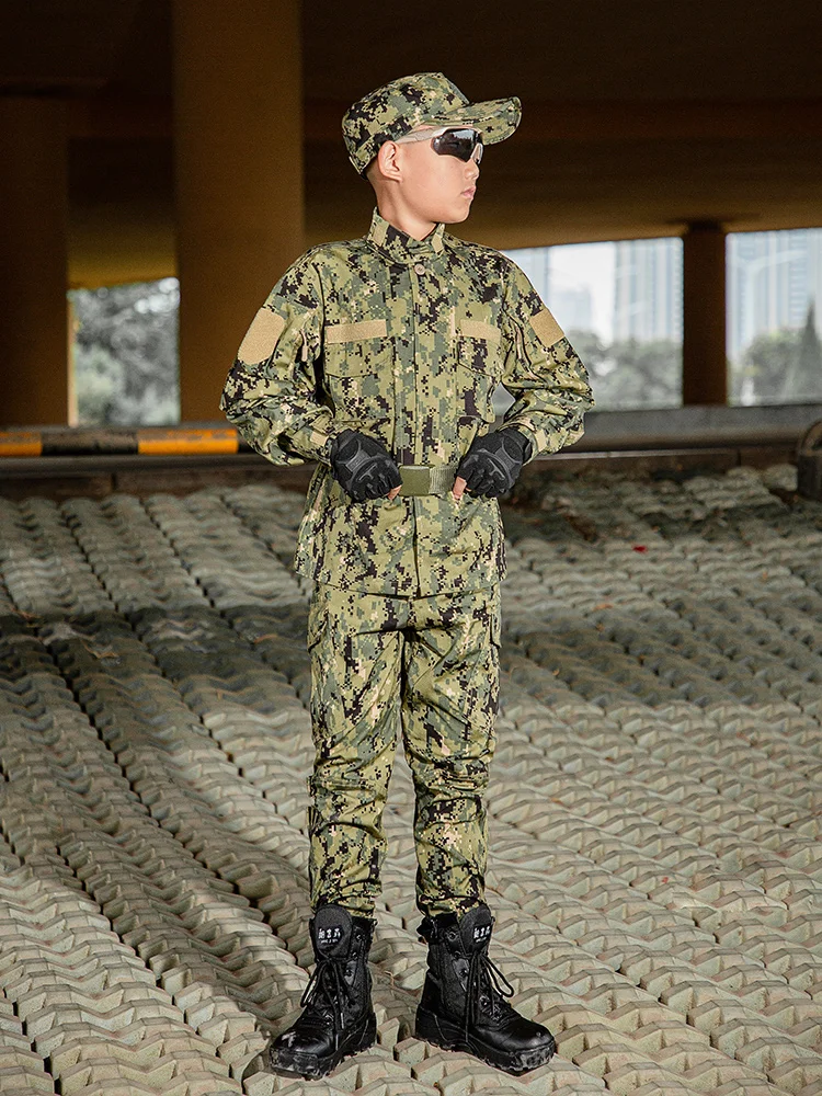 Traje de camuflaje de manga larga para niños y niñas, traje de entrenamiento militar de soldado, expansión táctica para exteriores, otoño - imagen 2