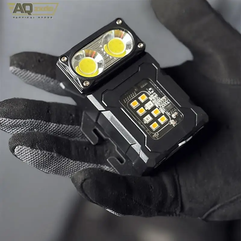 AQzxdc-luz de trabajo portátil táctica, herramienta EDC, Mini LED, herramientas para acampar al aire libre, senderismo, Base magnética giratoria, chaleco Molle, soporte para bolsa - imagen 3