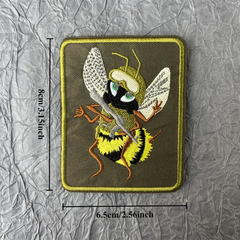 Parche bordado de abeja táctico, equipo para exteriores, gancho y bucle, insignia de moral táctica, parches militares, pegatinas para mochila, ropa - imagen 3