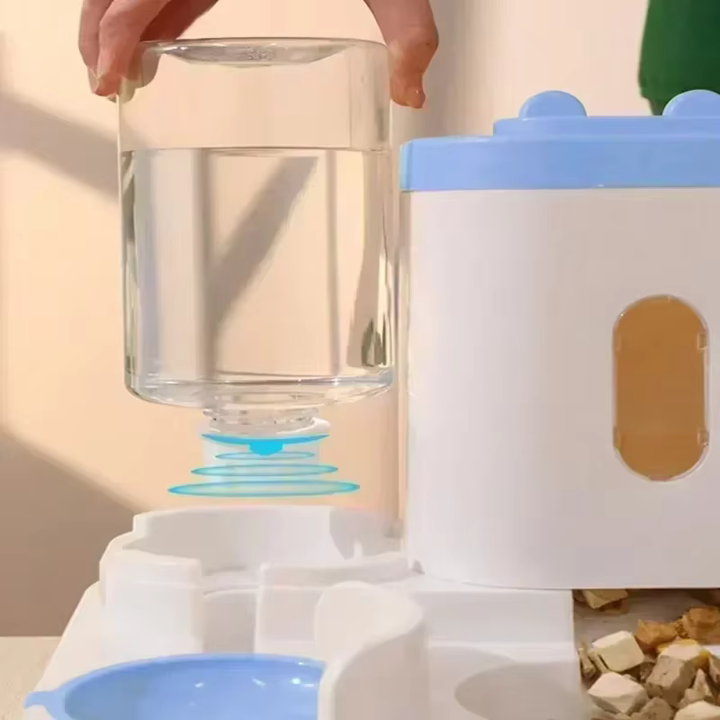 Comedero automático mascotas con fuente de agua y cuenco elevado - imagen 3