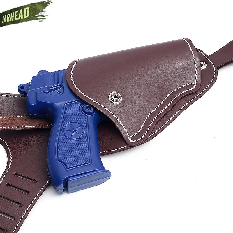 Funda Vertical de piel de vaca de cuero genuino, funda Invisible para pistola de mano derecha, oculta para tiro con pistola - imagen 3