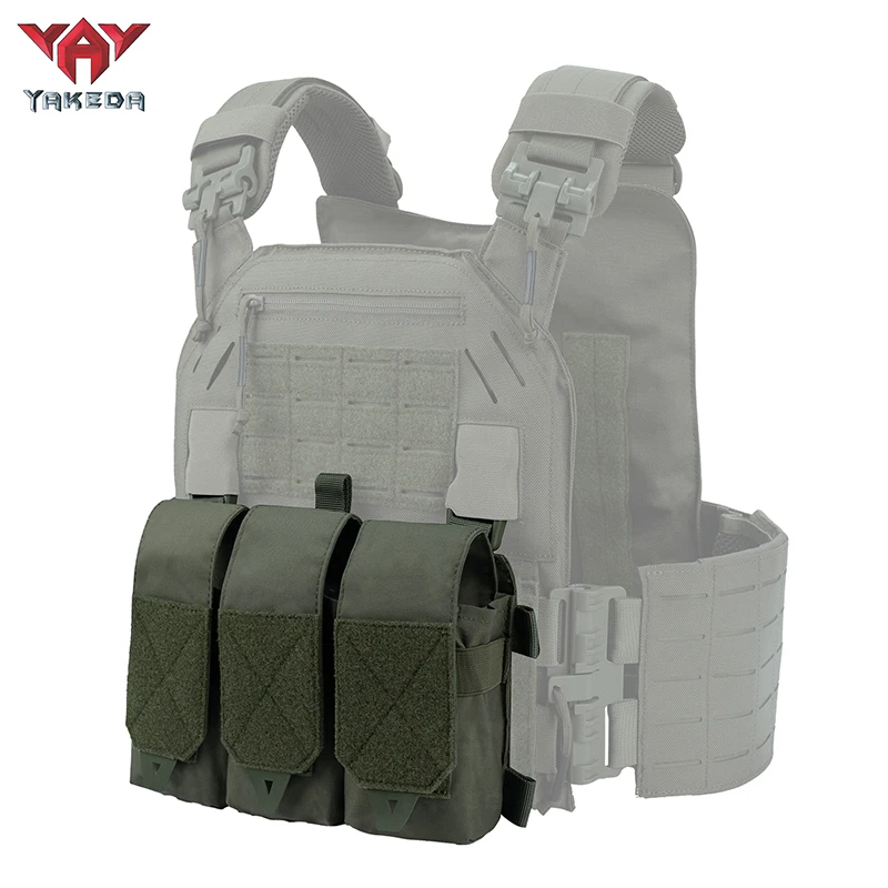 YAKEDA Bolsa triple para revistas con inserto de bolsa magnética de liberación rápida, hebillas UTX combinadas 5,56/7,62 porta revistas Ranger Green