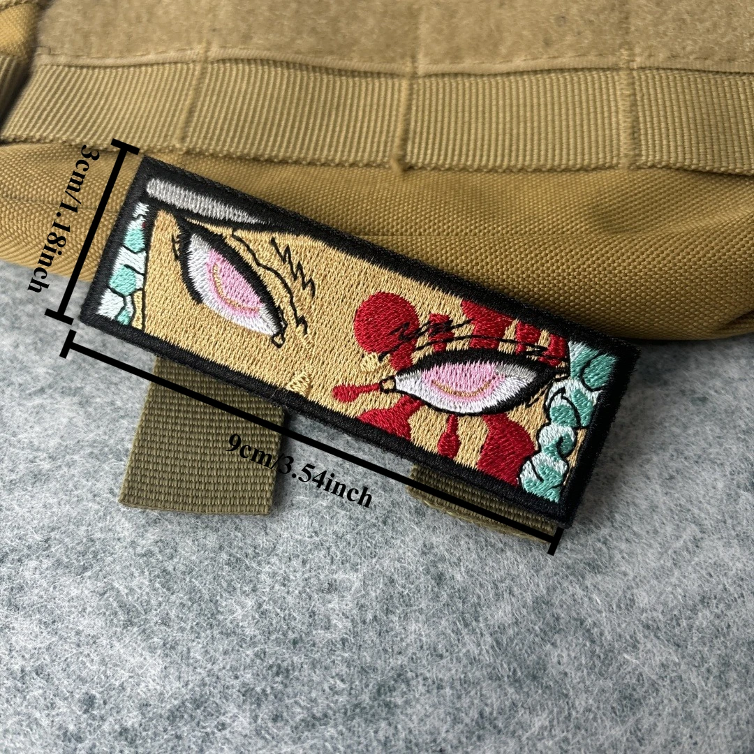 Parches tácticos bordados con ojos de Anime, parche de gancho y bucle, brazalete del ejército, insignia de moral militar, mochila, pegatinas para ropa - imagen 2