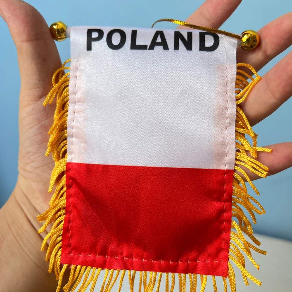 Bandera de Polonia para decoración de ventana de coche, banderín colgante, banderas de Polonia, Mini banderín, 10x14cm - imagen 4