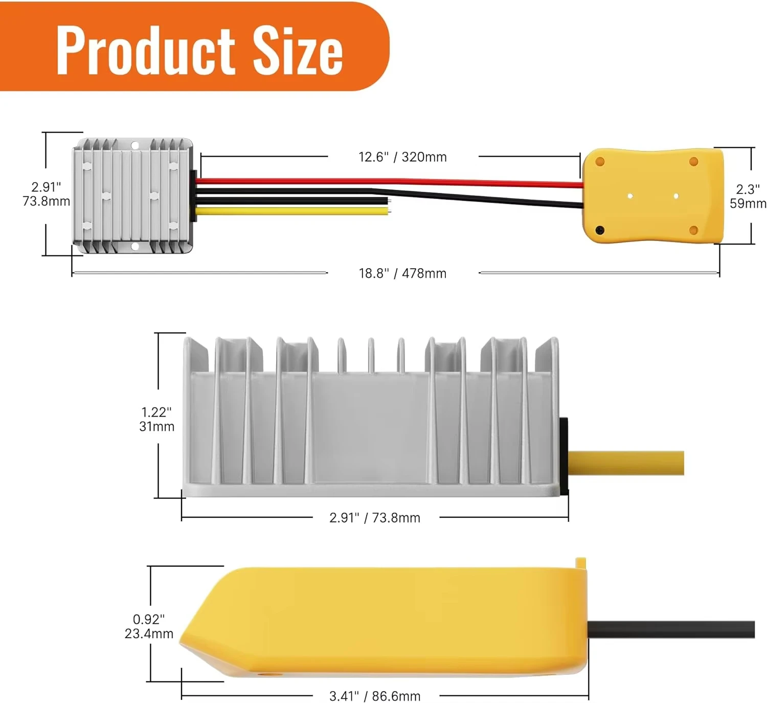 Convertidor reductor para Dewalt, adaptador de 20V a 12V, adaptador de batería de rueda eléctrica, inversor Buck automático DC 12V 20A 240W - imagen 2