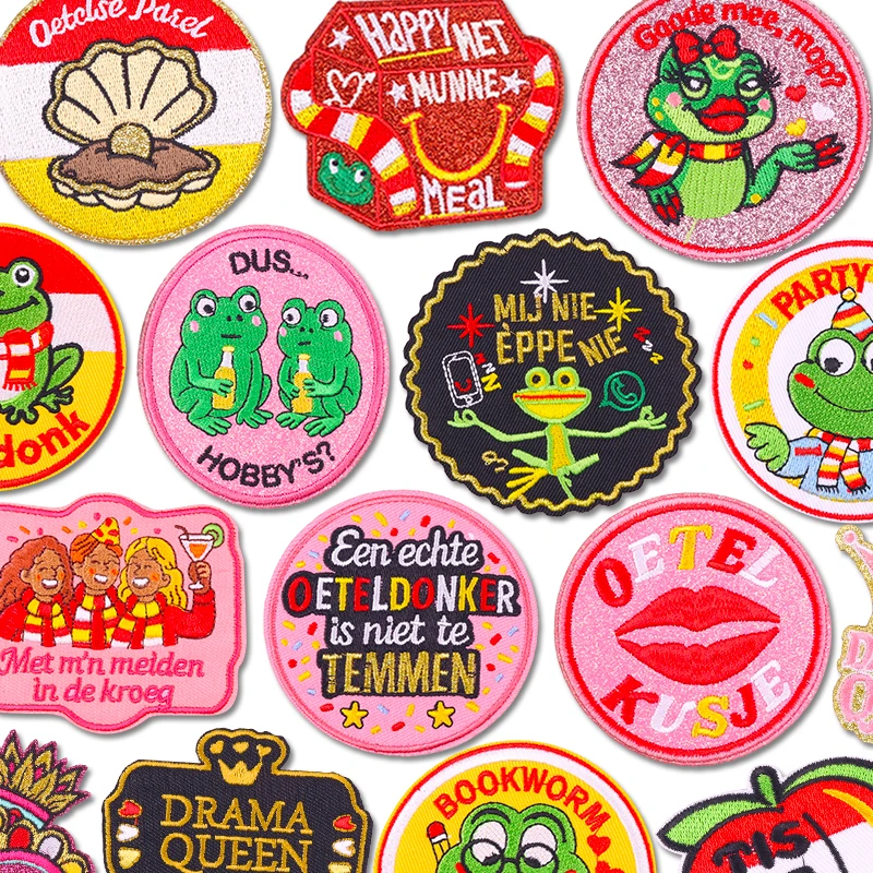 Nuevo Parche de rana de Carnaval de Países Bajos, emblema de Oeteldonk de Países Bajos, parches bordados para ropa, parches para planchar para ropa DIY - imagen 2